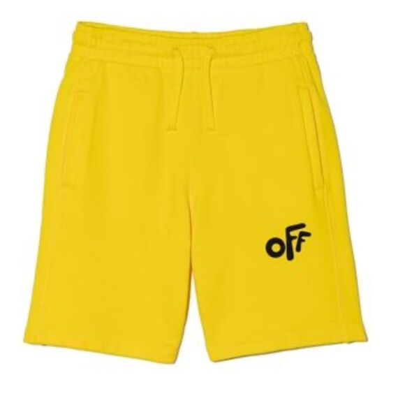 OFF WHITE | NEW Kids Logo Print Yellow & Black Track Shorts Youth Size 10 - Picture 1 of 10
